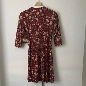 Bebop Dresses | Bebop Maroon Floral Wrap Mini Dress | Color: Pink/Red | Size: M | Riccine's Closet Bebop Dresses | Bebop Maroon Floral Wrap Mini Dress | Color: Pink/Red | Size: M | Riccine's Closet